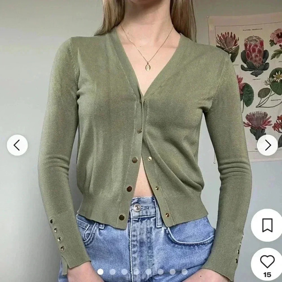 Zara  Women's Green and Khaki Cardigan - Picture 3 of 10